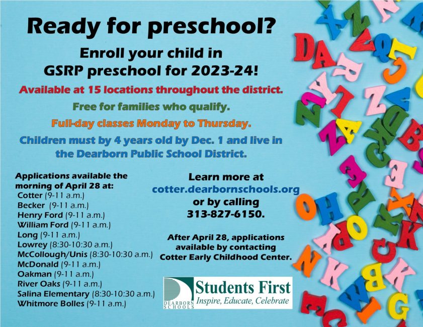 Flyer for GSRP preschool