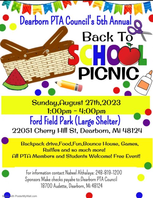 Flyer for PTA back-to-school picnic