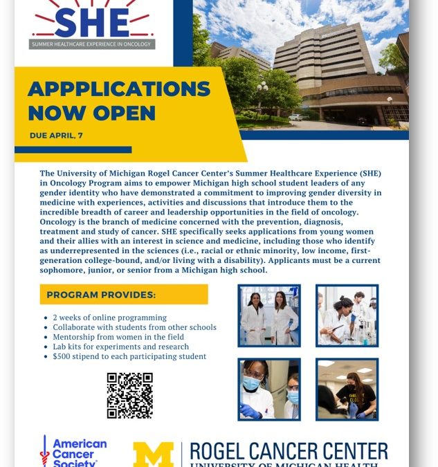 Applications Open for SHE in Oncology Program